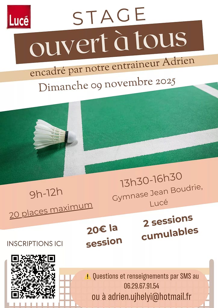 Affiche stage de perfectionnement organisé par le club
